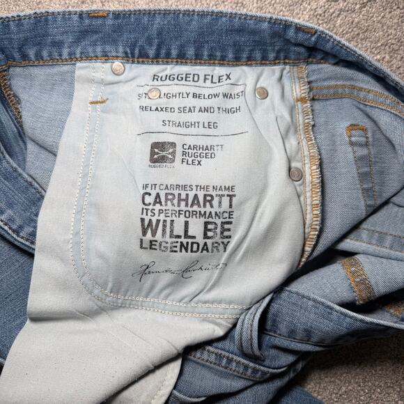 Carhartt Jeans Mens 34x30 Blue Denim Relaxed Fit Cotton Workwear - Picture 5 of 8